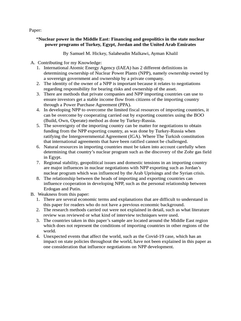 Nuclear Power in The Middle East | PDF | Nuclear Power Plant