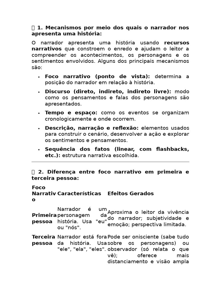 Focos Narrativos na Narrativa Literária | PDF