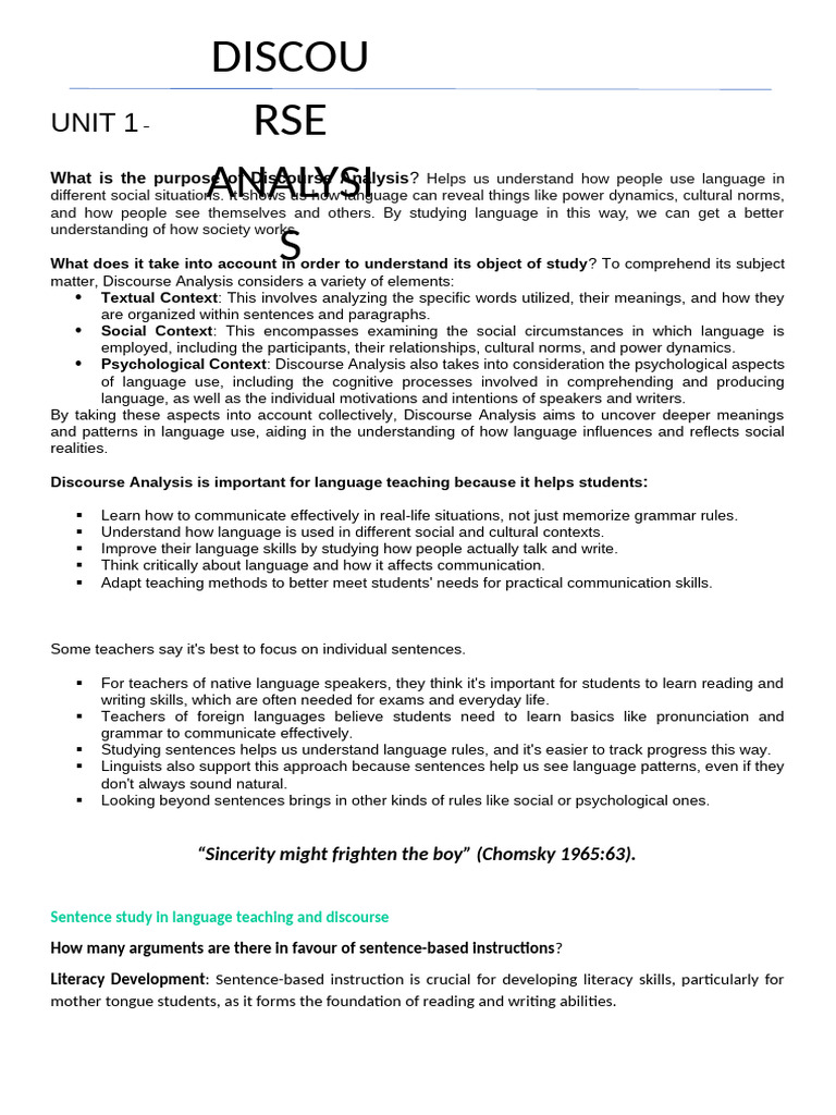 Understanding Discourse Analysis in Language | PDF | Language Education ...