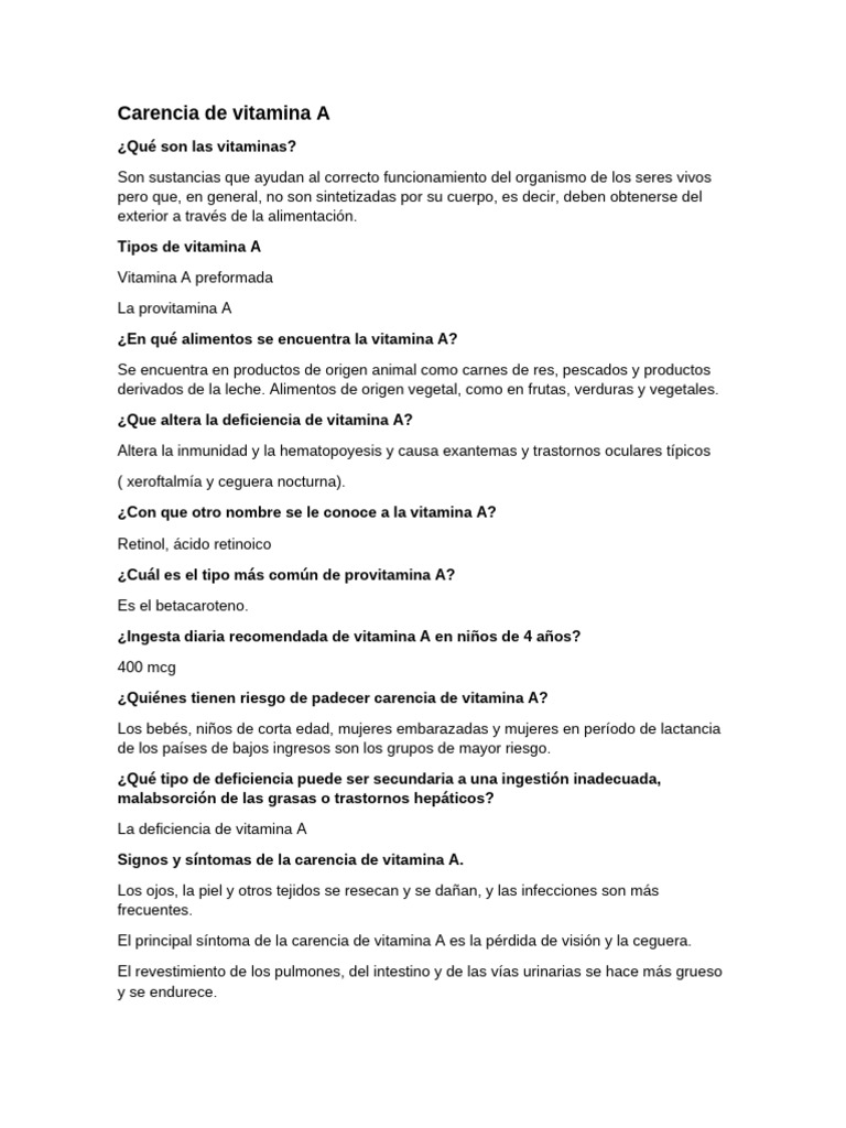 Otro Nombre De La Vitamina A Retinol Pdf
