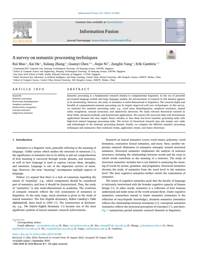 SLR - A Survey On Semantic Processing Techniques | PDF | Semantics ...