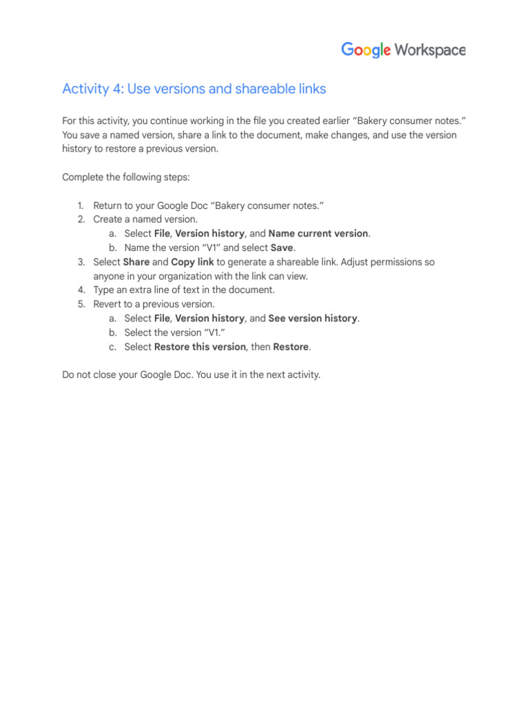 Use Versions and Shareable Links | PDF
