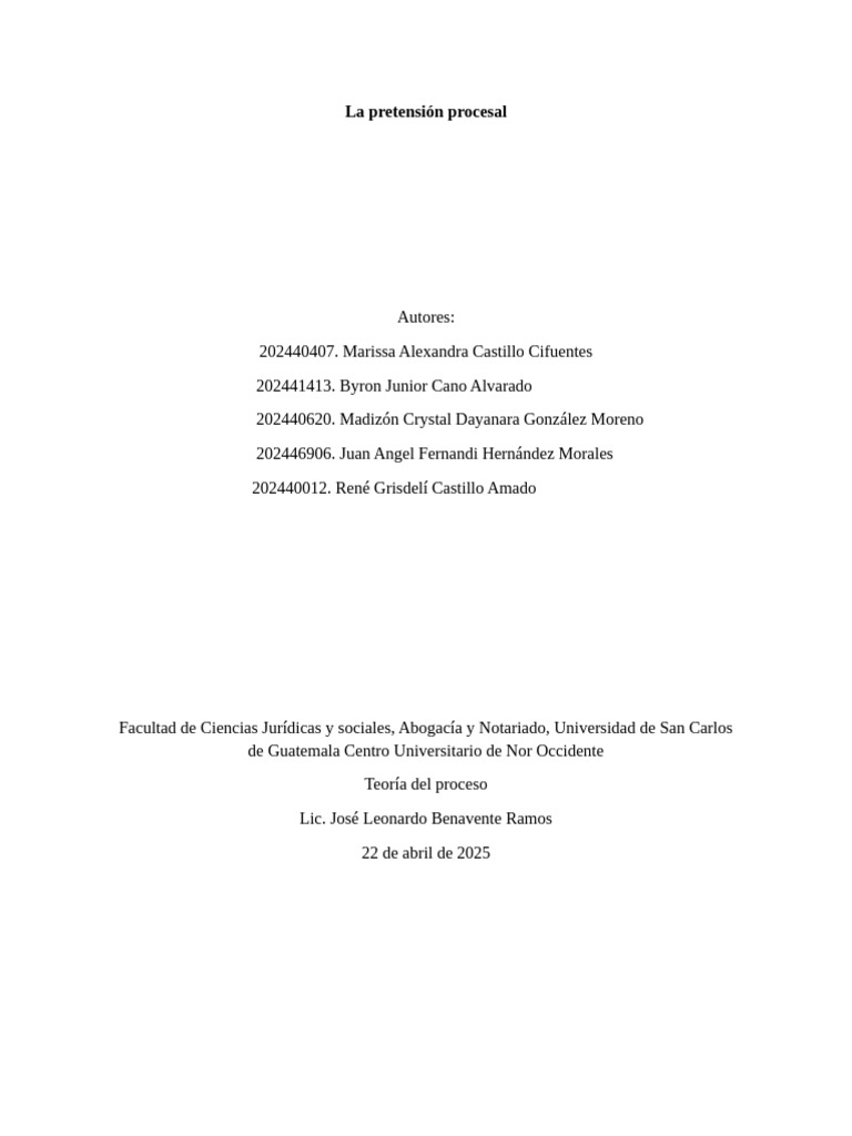 Concepto y Clasificación de la Pretensión Procesal | PDF | Ley procesal ...