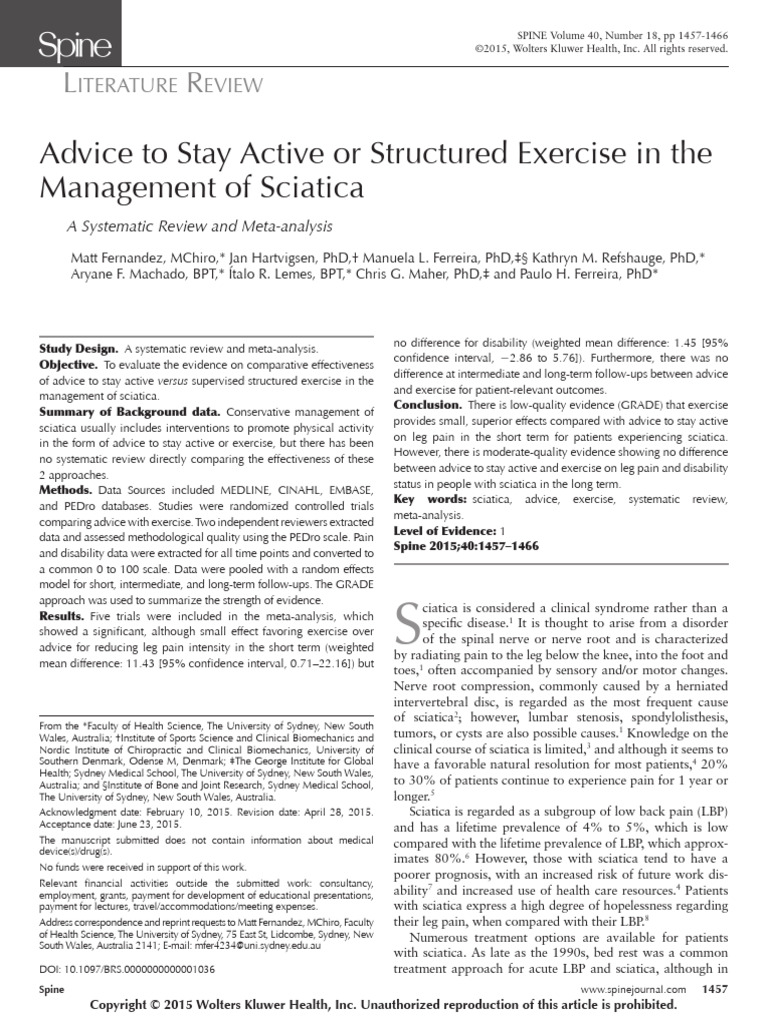 Exercise vs. Advice for Sciatica Relief | PDF | Diseases And Disorders ...