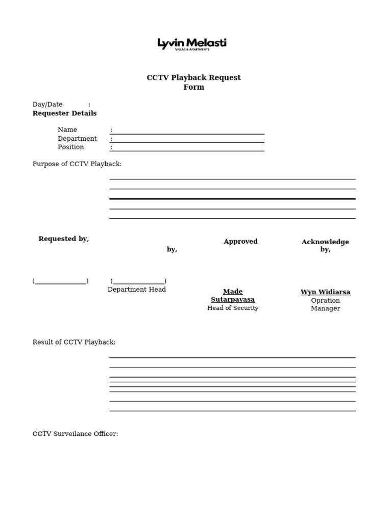 CCTV Playback Request Form | PDF