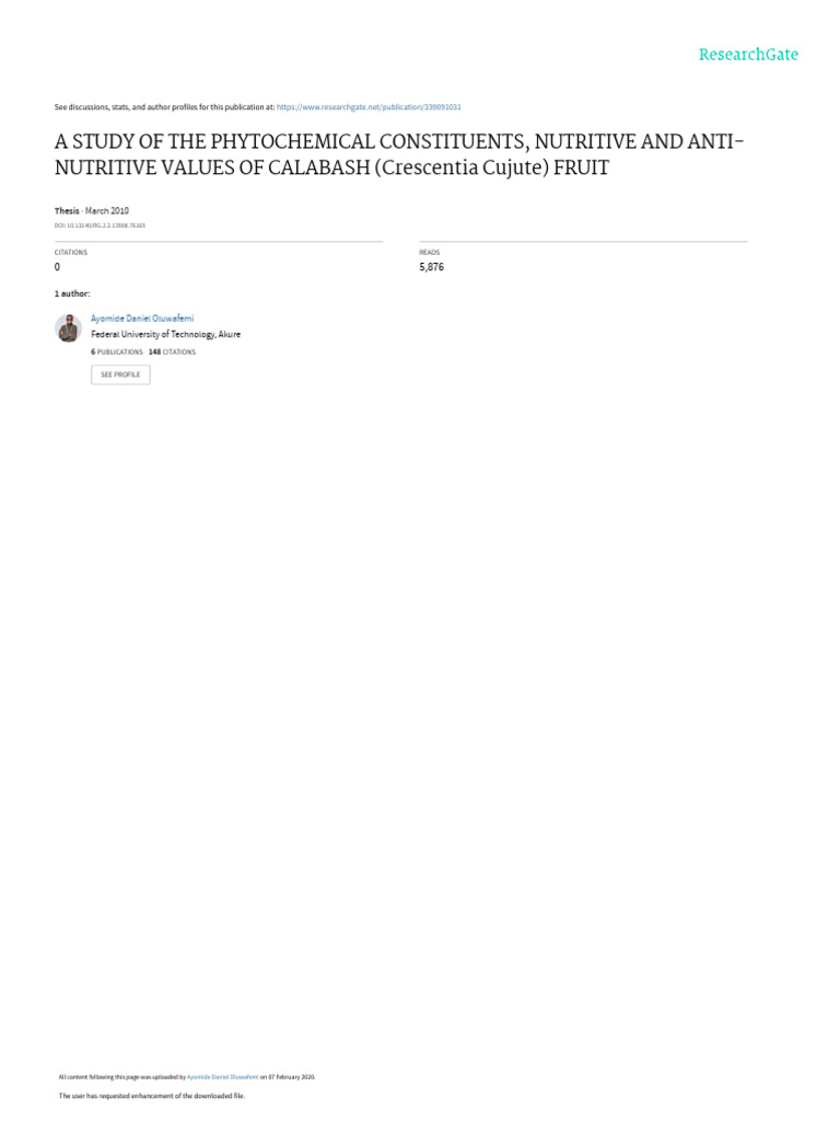 Calabash Fruit: Nutritional & Phytochemical Study | PDF | Calorie ...