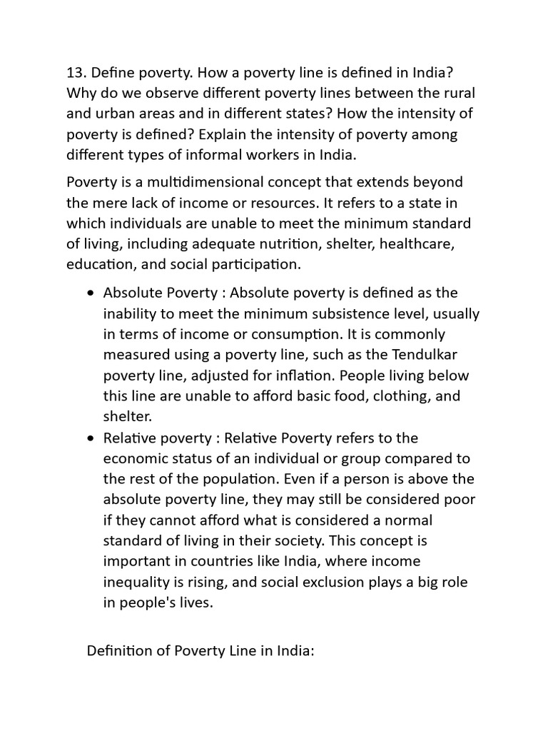 Understanding Poverty Lines in India | PDF | Cost Of Living | Poverty ...