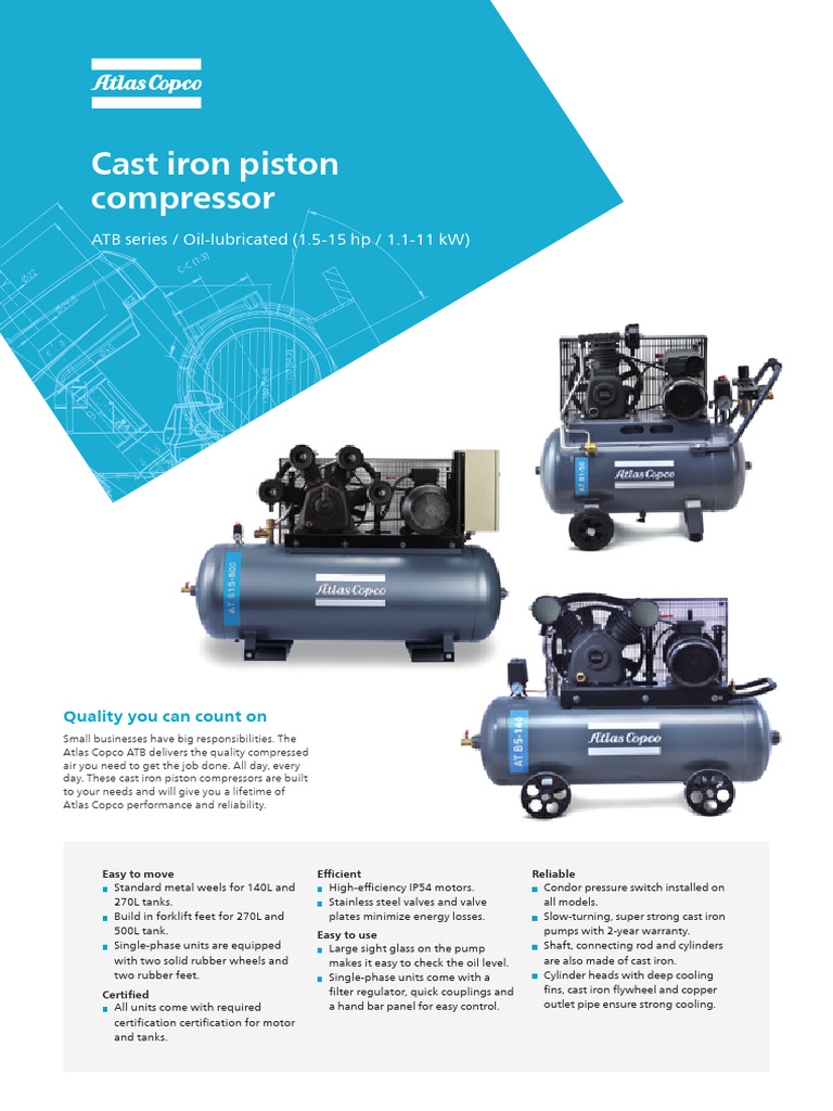 Atlas Copco ATB Cast Iron Compressors | PDF | Manufactured Goods ...