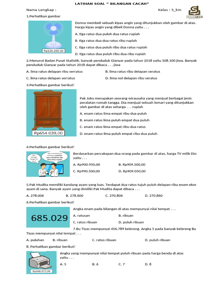 Soal Bilangan Cacah Kelas 5 | PDF