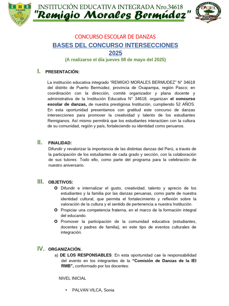 Bases del Concurso de Danzas 2025 | PDF | Ritmo | Composiciones Musicales