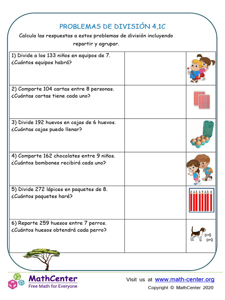 Division Problems 4 1c Questions | PDF