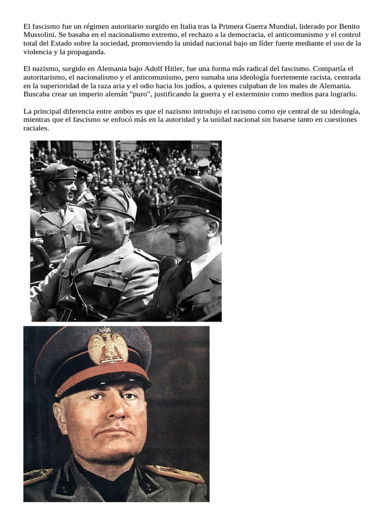 El Fascismo Fue Un Régimen Autoritario Surgido en Italia Tras La ...