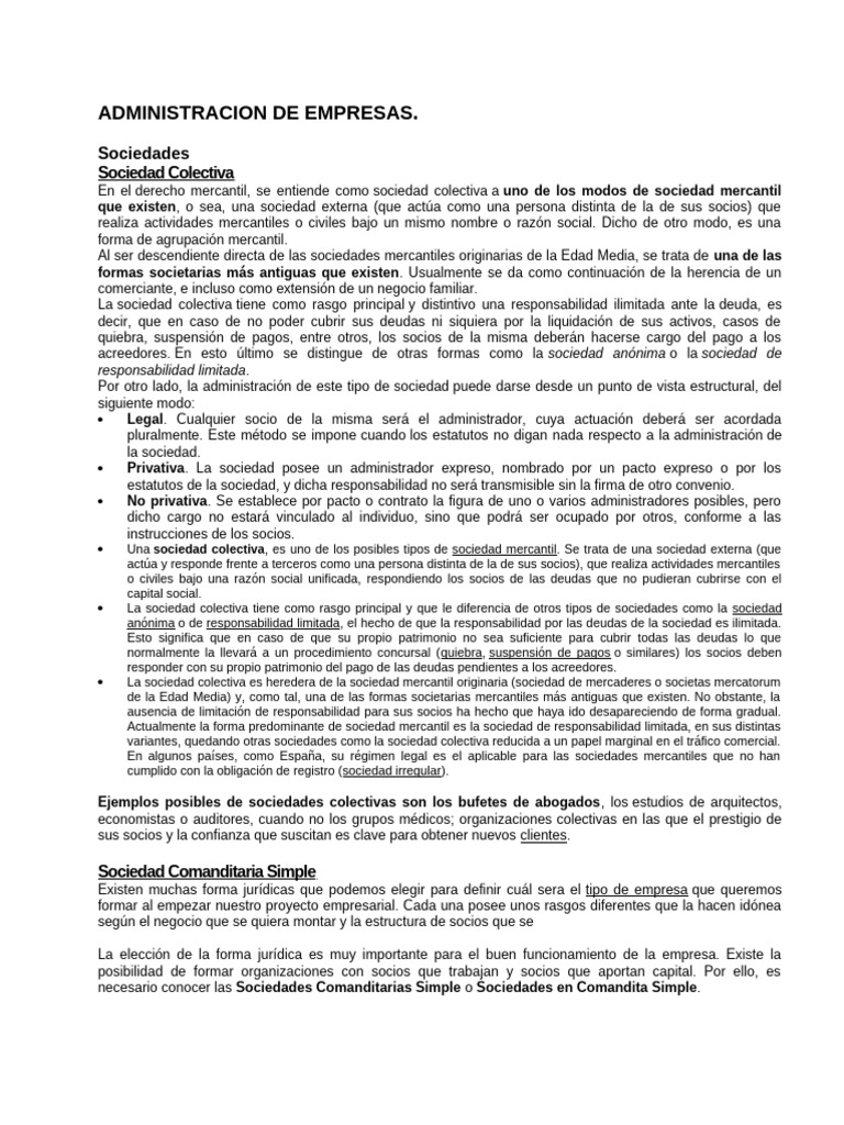 Tipos de Sociedades Mercantiles Explicadas | PDF | Sociedad General ...