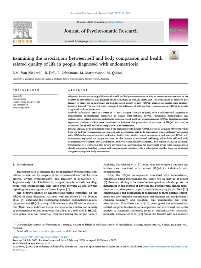 149 - Van Niekerk, L. M. - 2023 | PDF | Quality Of Life | Psychology