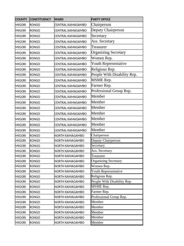 Rongo Constituency Leadership Roles | PDF