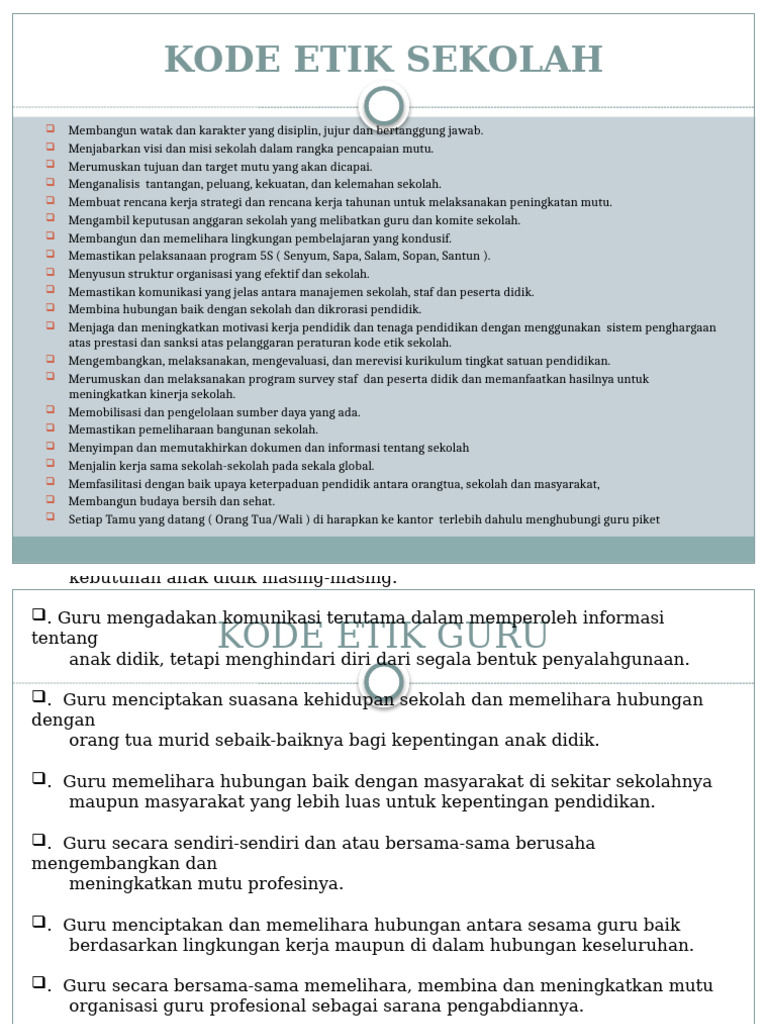 Contoh Kode Etik Sekolah dan Guru | PDF