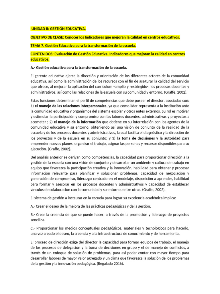 Mejora de la Gestión Educativa Escolar | PDF | Evaluación | Calidad ...