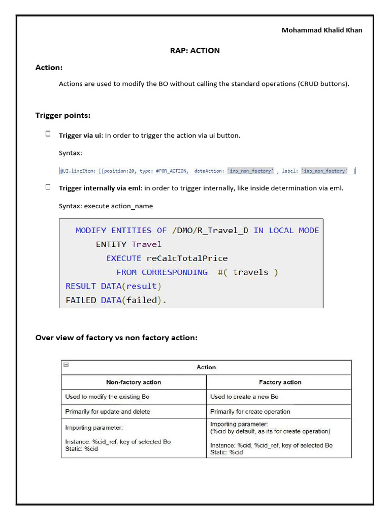SAP RAP Action Processing Overview | PDF | Software Development | Computing
