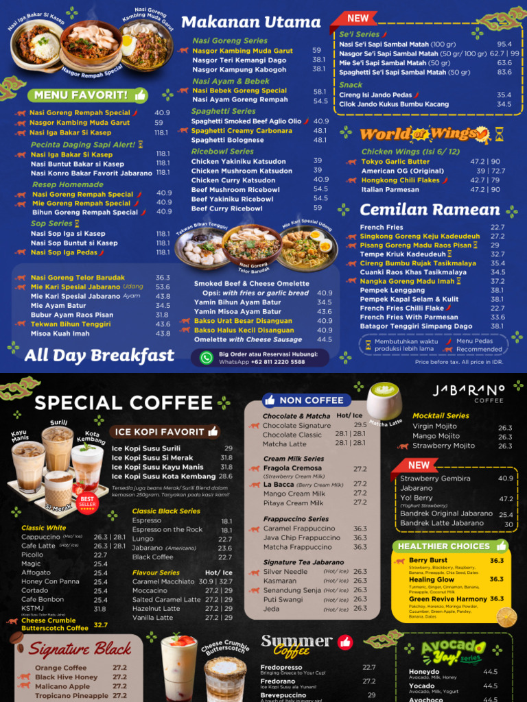 Menu Jabarano Coffe | PDF