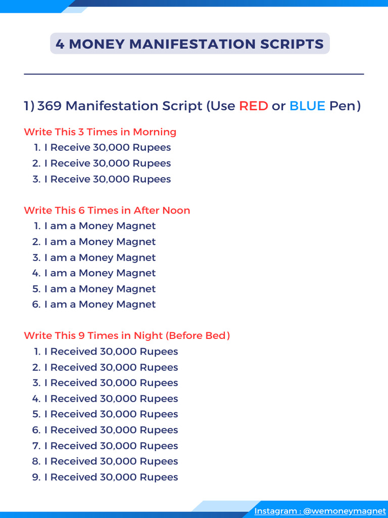 4 Money Manifestation Scripts Guide | PDF | Currency