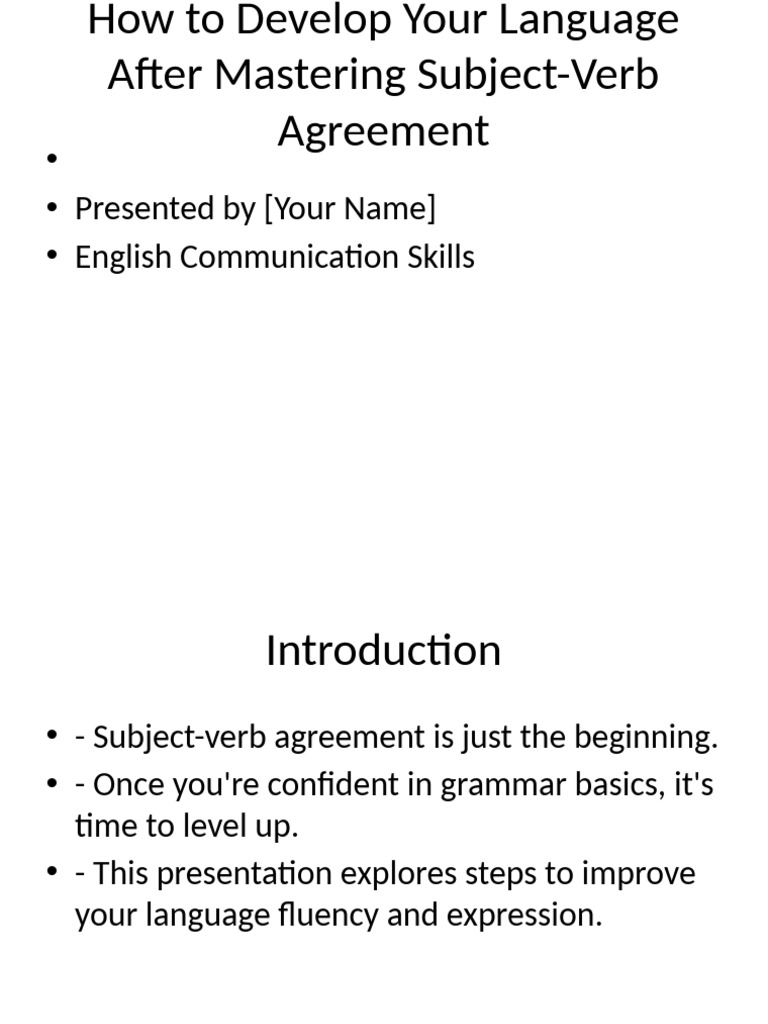 Language Development After Subject Verb Agreement | PDF