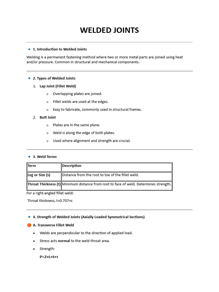Types and Strength of Welded Joints | PDF