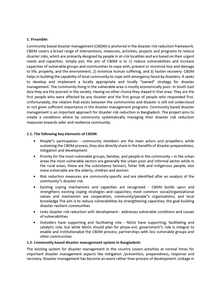 Community Disaster Management in Bangladesh | PDF | Disaster Risk ...