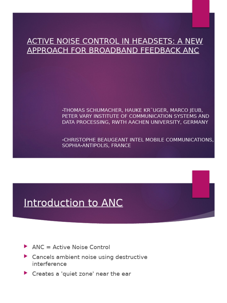 Hybrid Active Noise Control for Headsets | PDF