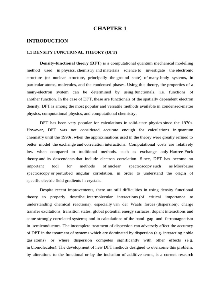 Project CHAPTER 1 | PDF | Density Functional Theory | Computational ...