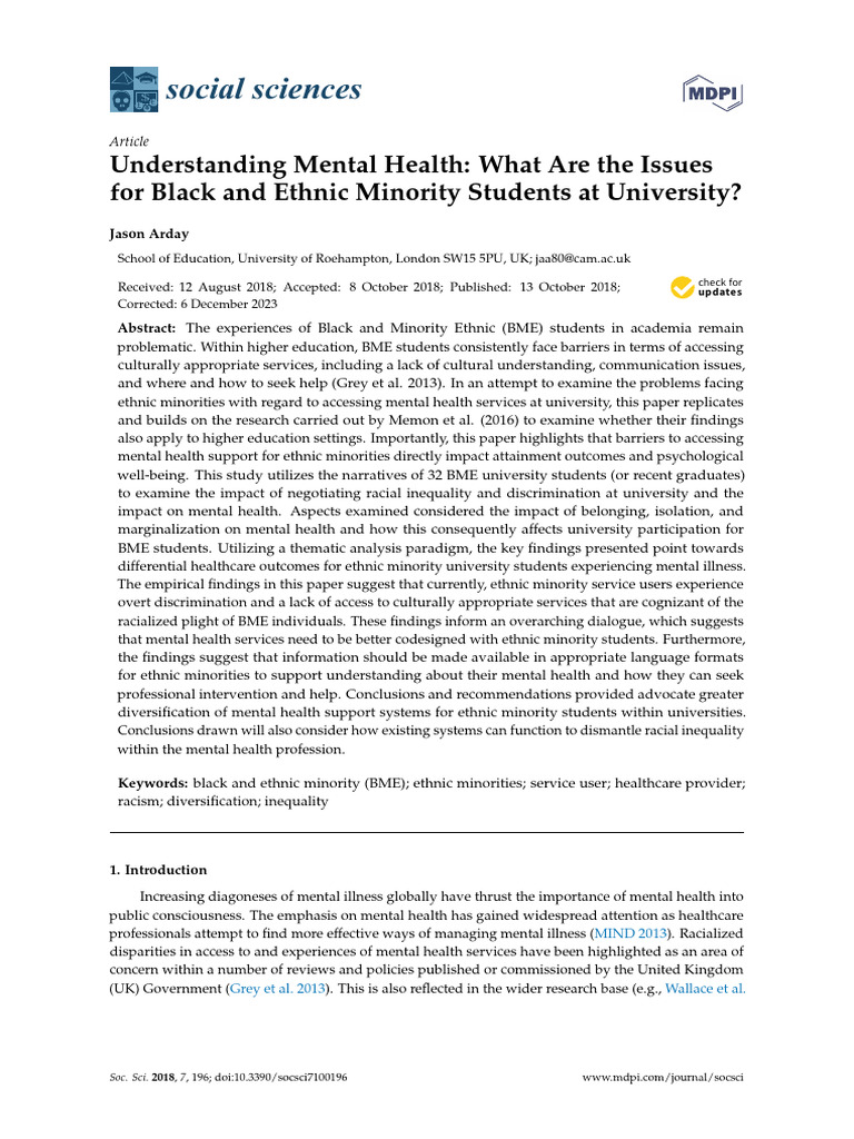 Mental Health Issues for BME University Students | PDF | Mental Health ...