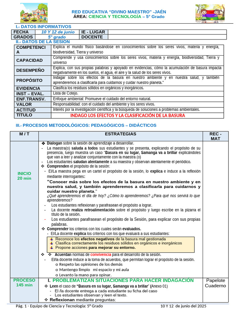 Efectos y Clasificación de la Basura | PDF | Residuos | Entorno natural