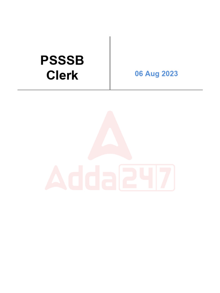 PSSSB Clerk-Notes With Answers | PDF