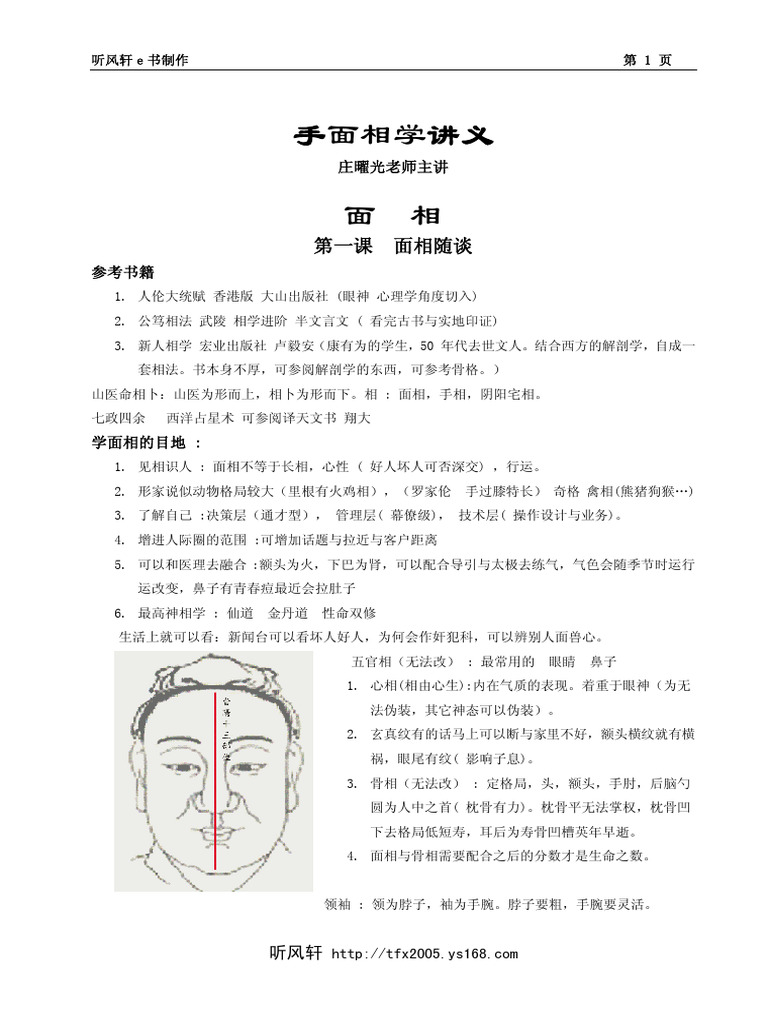 庄耀光《手面相学讲义》 | PDF