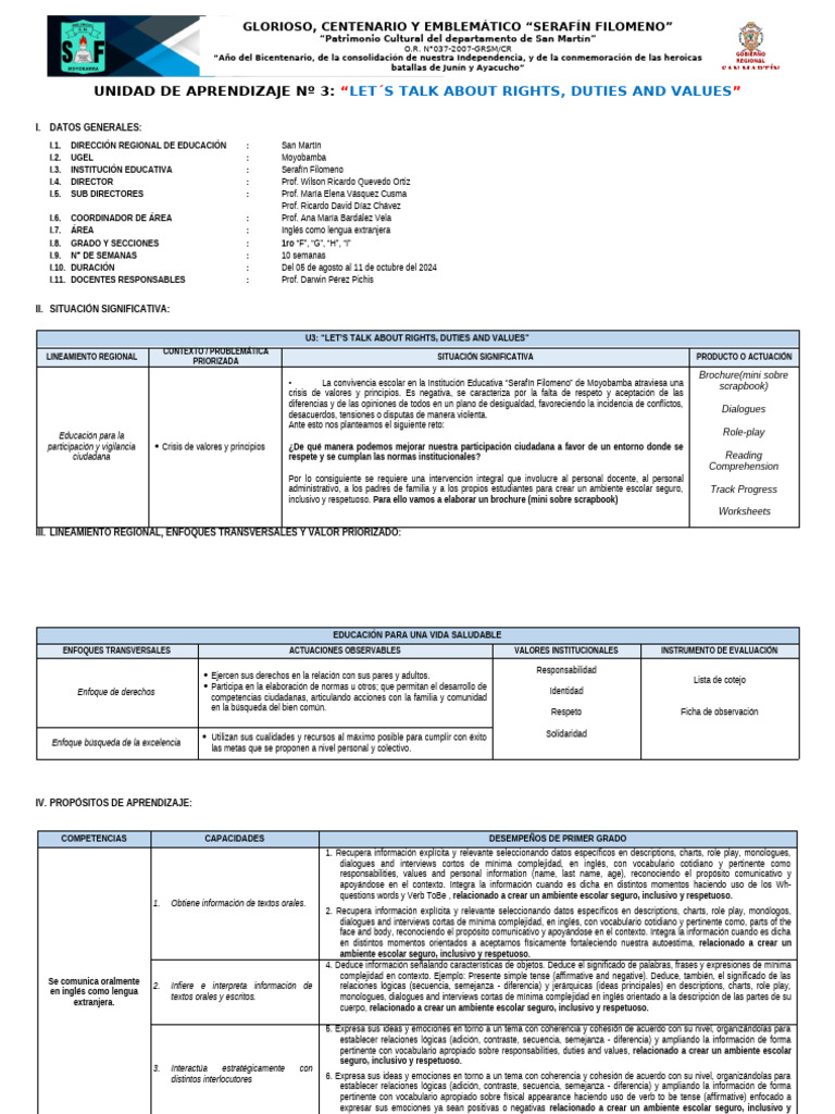 Unidad de Aprendizaje #3 3bim 1° Grado | PDF | Aprendizaje | Información