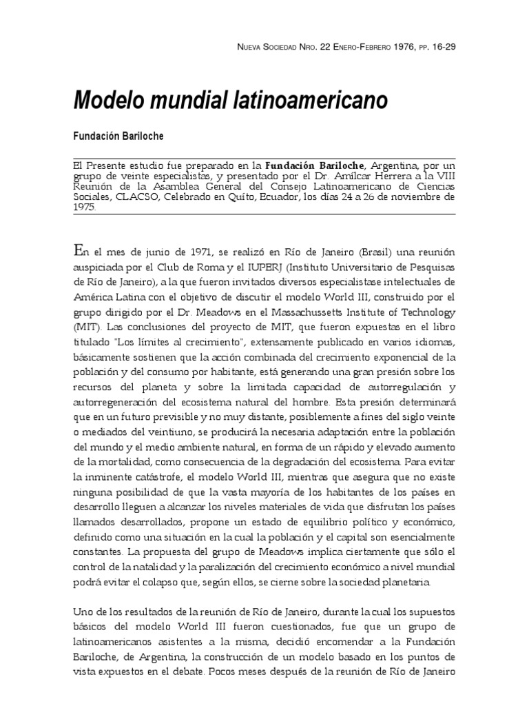 Modelo Mundial Latinoamericano | PDF | Población | Crecimiento económico