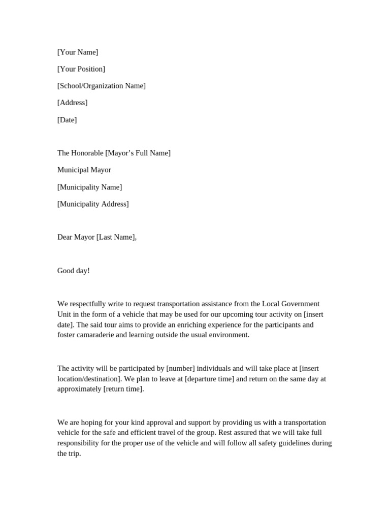 Request for Transportation Assistance | PDF