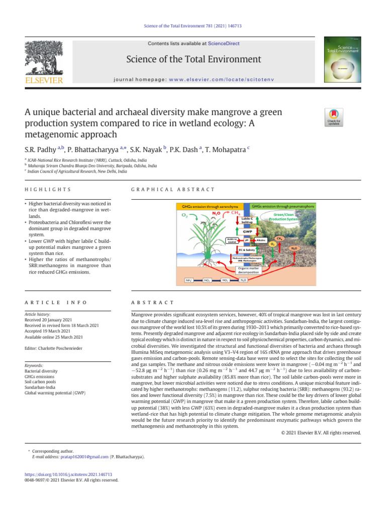 2021 - A Unique Bacterial and Archaeal Diversity Make Mangrove A Green ...