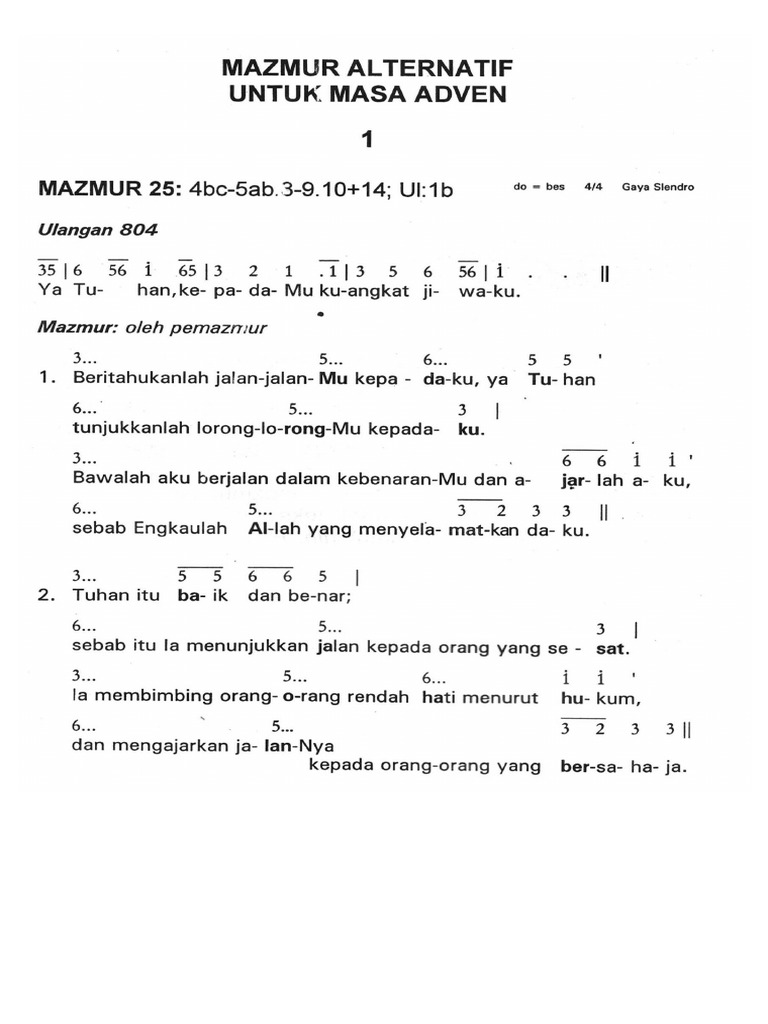 AL - Mazmur Alternatif Untuk Masa Adven 1 | PDF