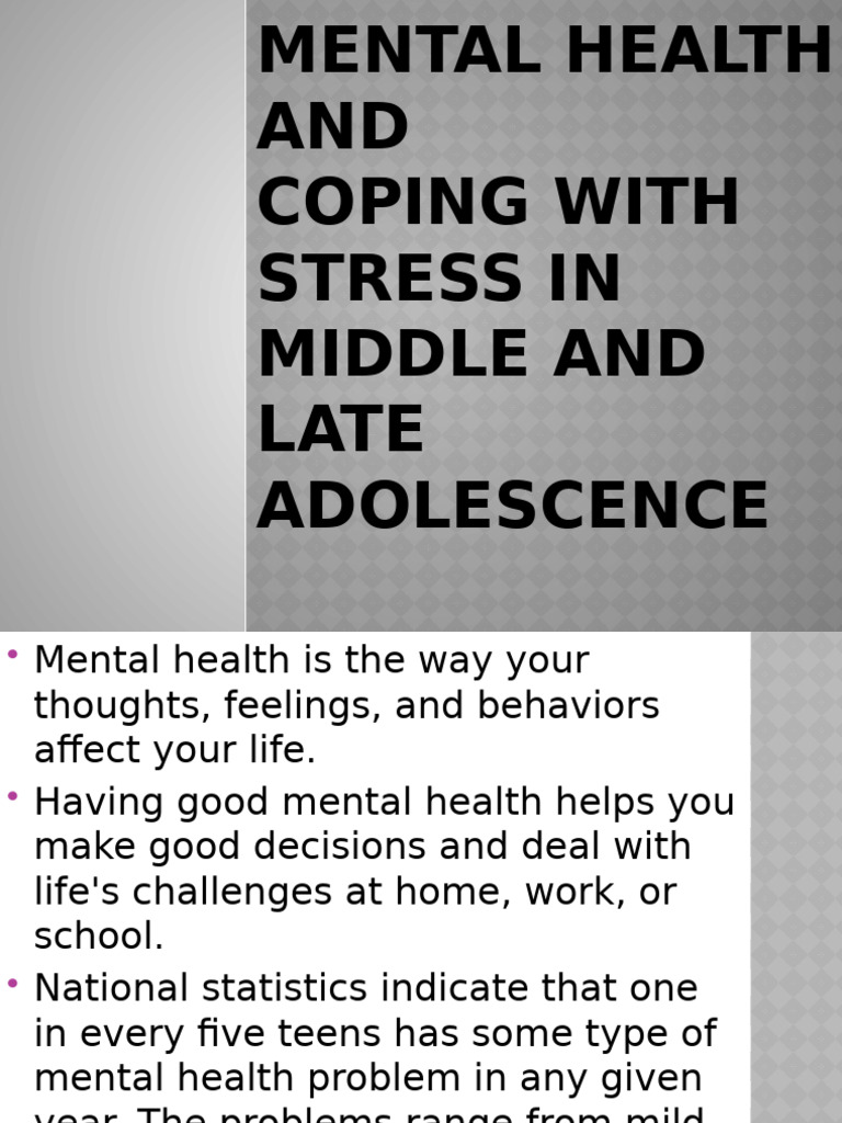 MENTAL HEALTH Student | PDF | Mental Disorder | Stress (Biology)
