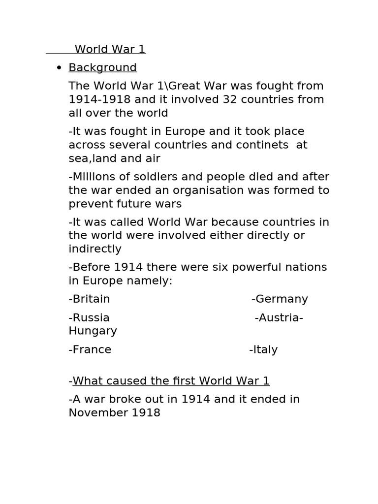 World War 1 | PDF | World War I | German Empire