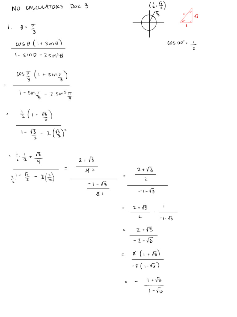 No Calculator | PDF | Trigonometry | Trigonometric Functions