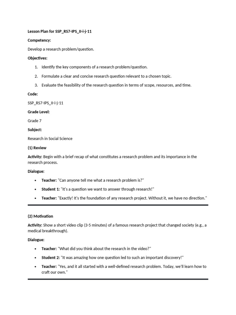 LC 3 - Develop A Research Problem | PDF | Teachers | Brainstorming