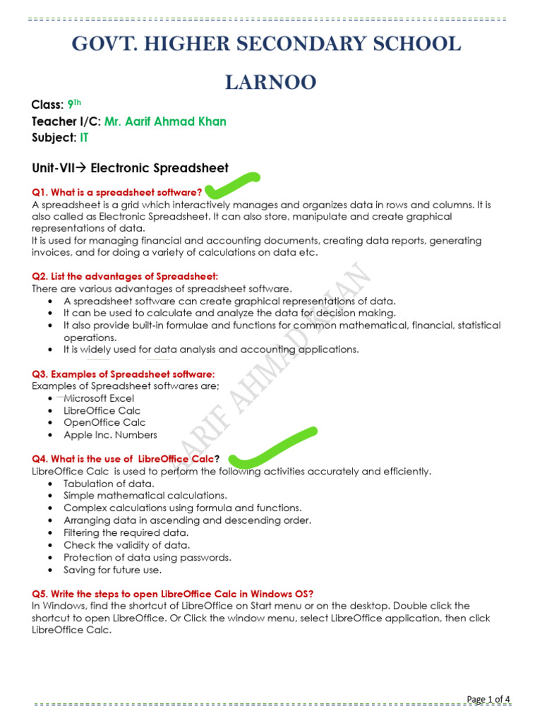 Understanding Electronic Spreadsheets | PDF | Spreadsheet | Worksheet