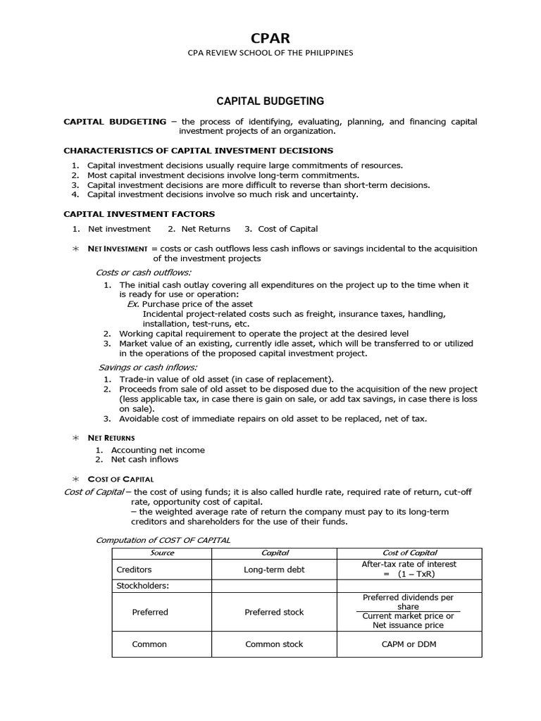 Capital Budgeting Guide for Investments | PDF | Net Present Value ...