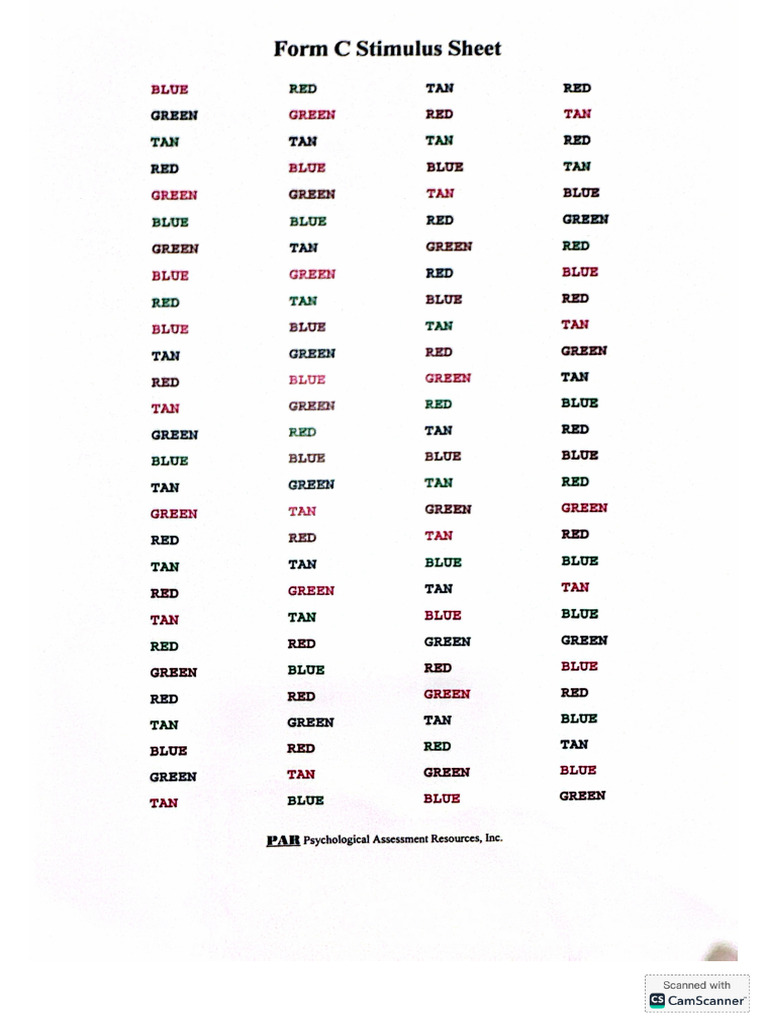 Stroop Scale | PDF