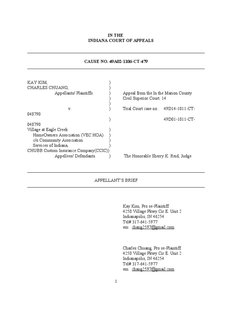Indiana Court Appeal: HOA Summary Judgment Issues | PDF | Summary ...