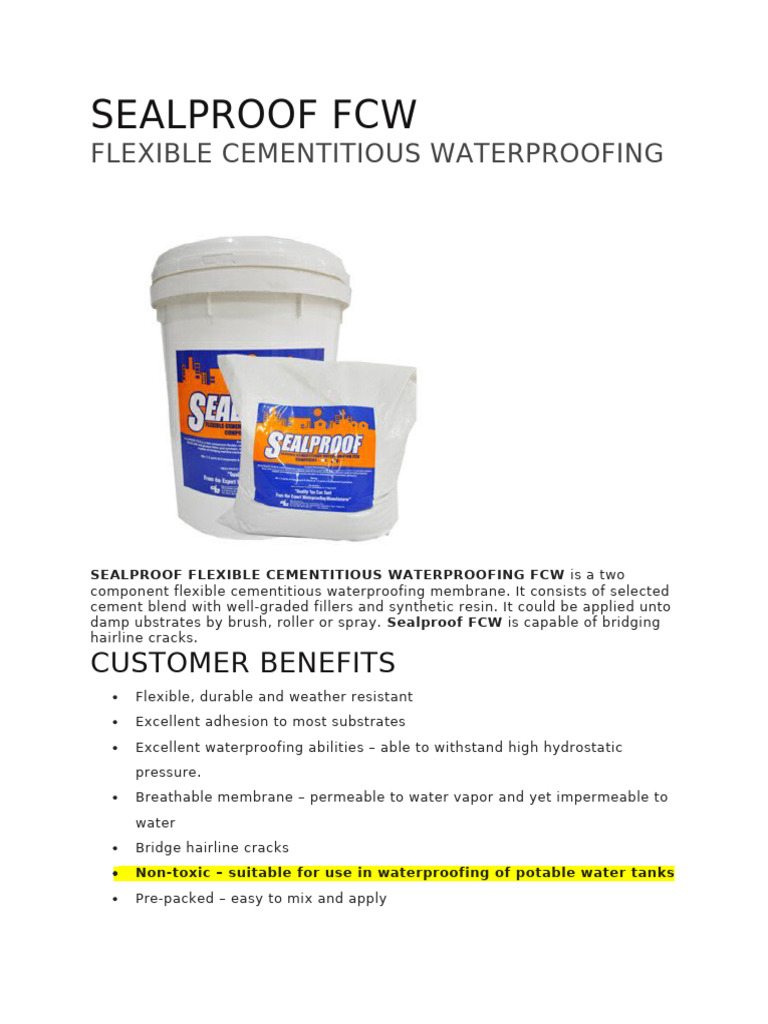 Sealproof FCW Waterproofing Solutions | PDF