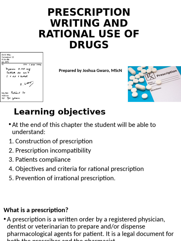 Prescription Writing and Drug Use Guide | PDF | Medical Prescription ...