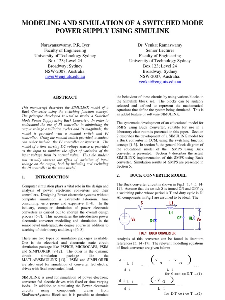Simulink Model of Buck Converter | PDF | Power Supply | Power Electronics