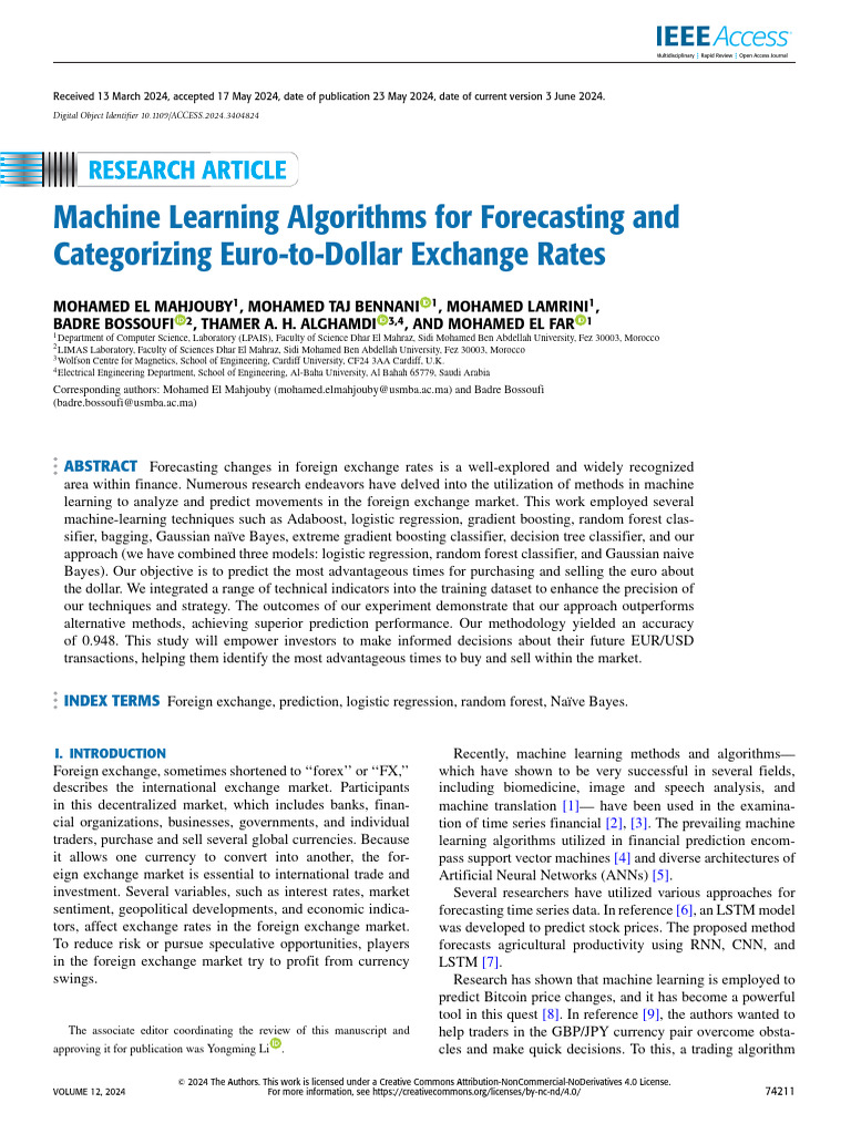 Machine Learning for EUR/USD Forecasting | PDF | Statistical ...